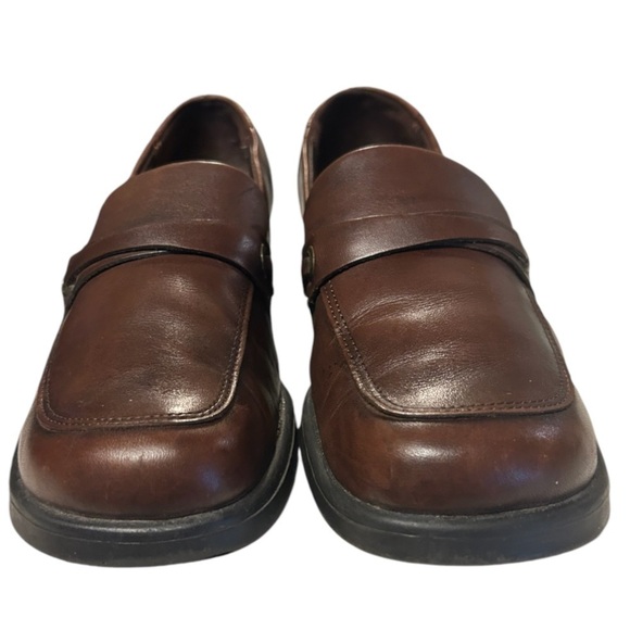 Naturalizer Y2K Chunky Heel Loafer Brown Leather Square Toe   Sz 9 - Picture 7 of 10